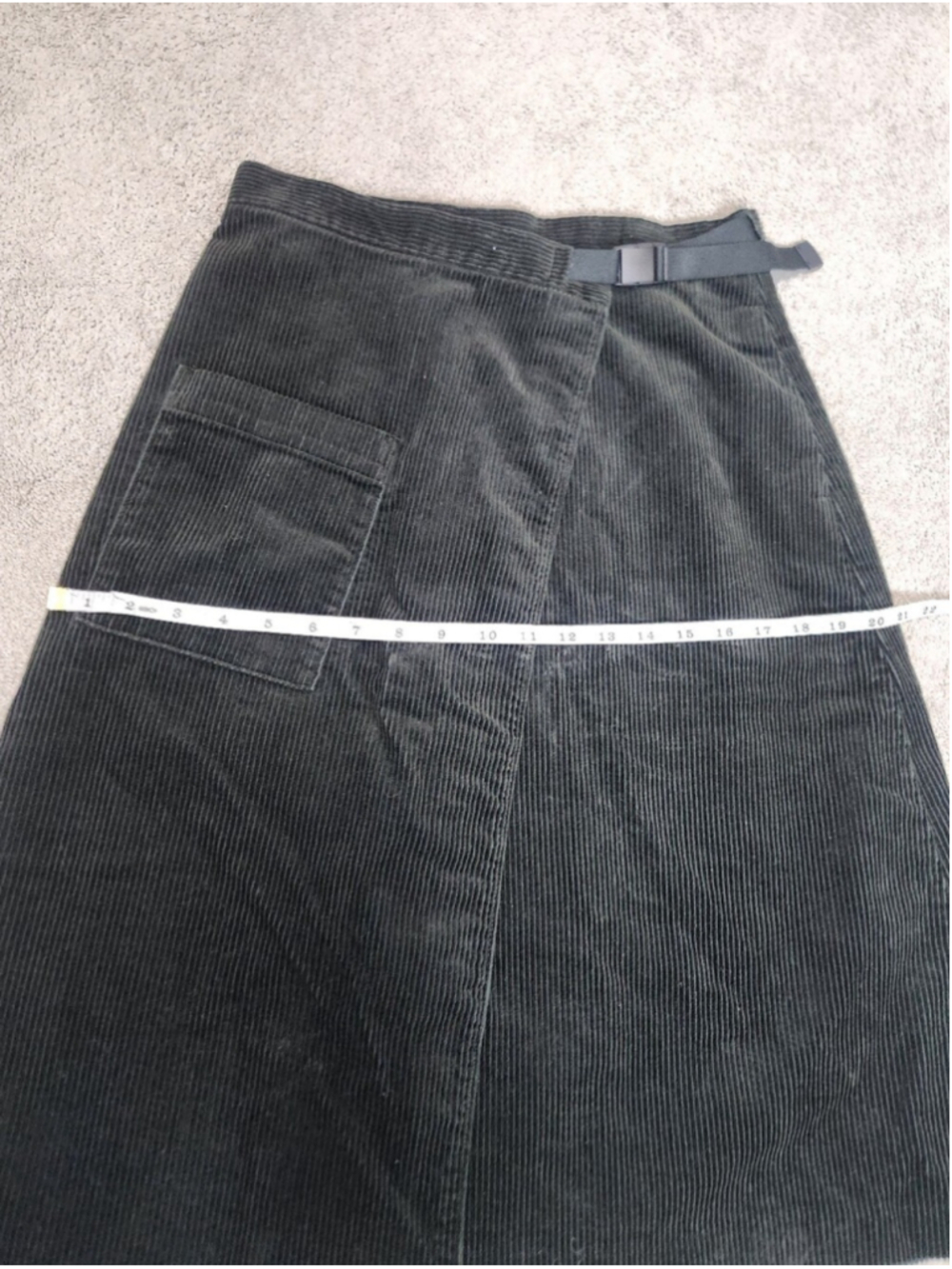 JW Anderson Uniqlo Dark Green Corduroy Wrap Skirt Sz S Dark Academia Fall Skirt - Picture 10 of 15